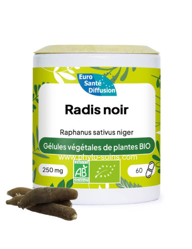 Boite de 60 ou 250 gélules de Radis noir (Raphanus sativus niger) BIO 250mg phytofrance par phyto-soins