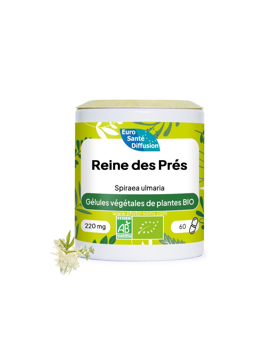 Boite de 60 ou 250 gélules de Reine des prés BIO (Spirea ulmaria) 220mg