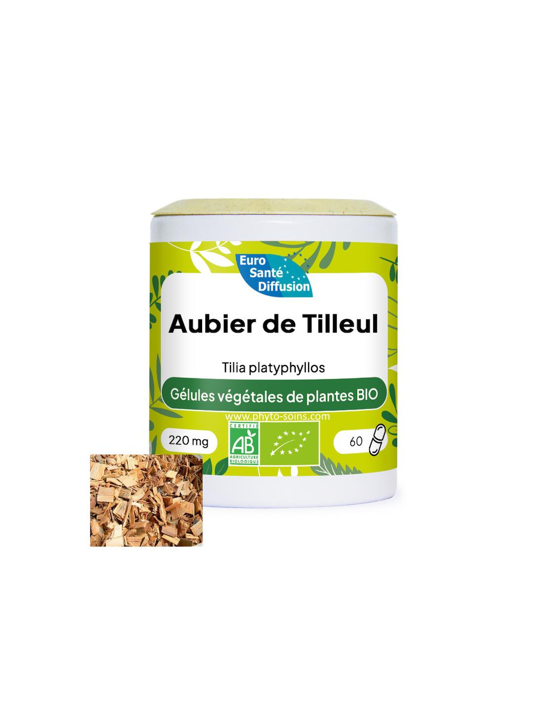 Boite de 60 ou 250 gélules d'aubier de Tilleul (Tilia platyphyllos) 220mg