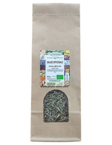 Sachet de Sauge officinale BIO (feuille 1er choix) 50g pour tisane phytofrance par phyto-soins