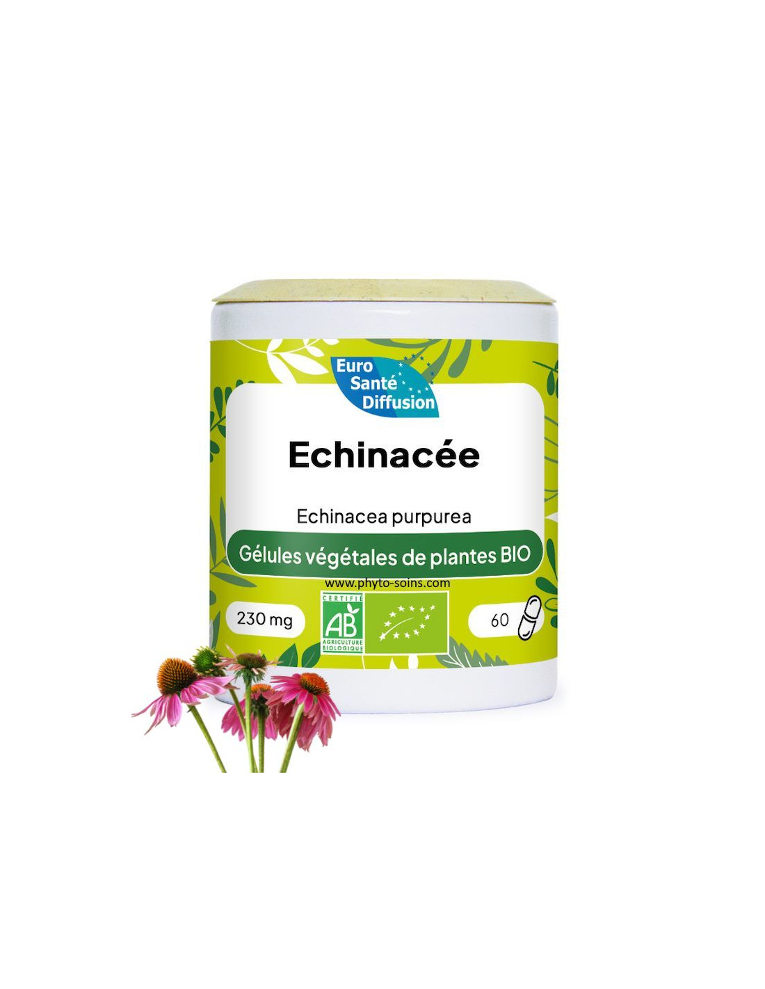 Boite de 60 ou 250 gélules d'Echinacée pourpre BIO (Échinacea purpurea) 230mg