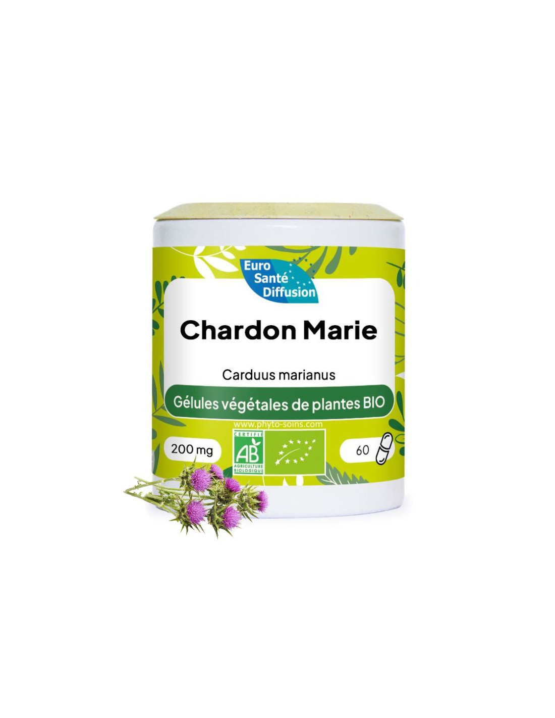 Boite de 60 ou 250 gélules de Chardon marie BIO (Carduus marianus) 200mg