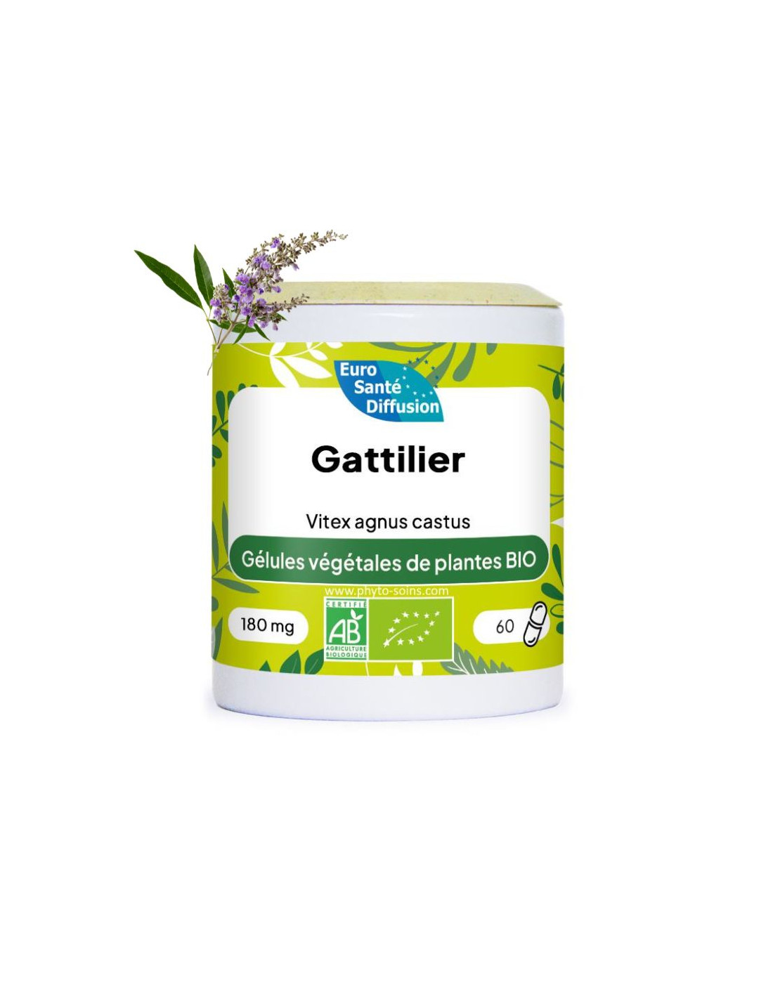 Boite de 60 ou 250 Gélules de Gattilier BIO (Vitex agnus-castus) 96mg