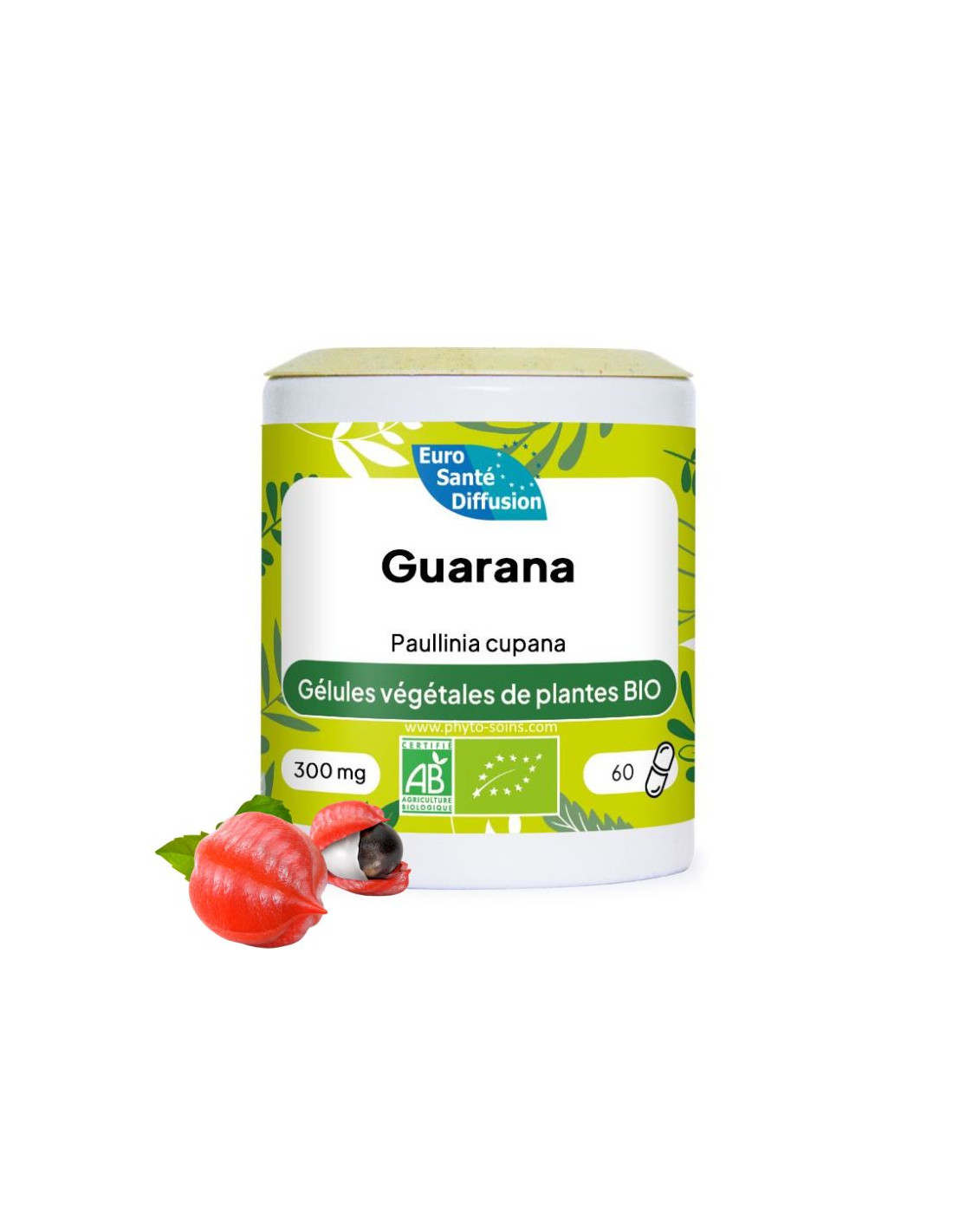 Boite de 60 ou 250 gélules de Guarana BIO (Paullinia cupana) 300mg