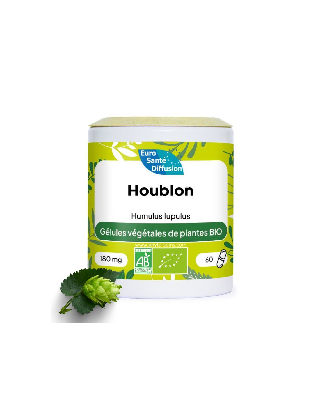 Boite de 60 ou 250 gélules de cônes de Houblon BIO 180mg