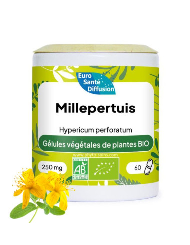 Boite de 60 ou 250 gélules de Millepertuis BIO 250mg phytofrance par phyto-soins