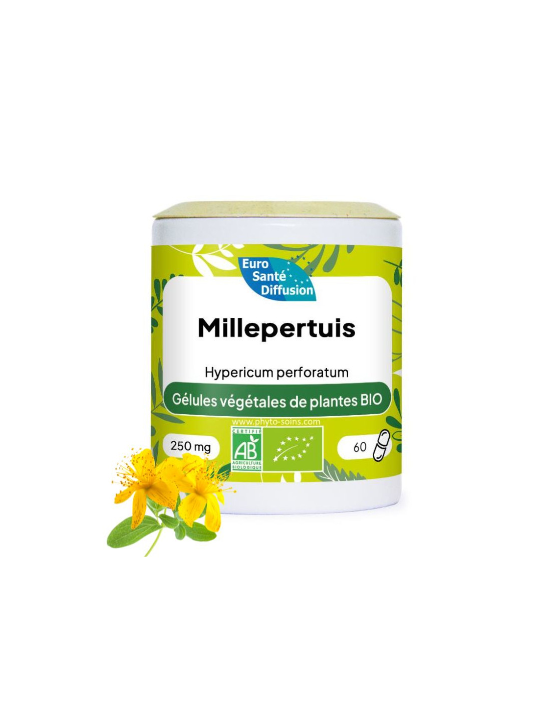 Boite de 60 ou 250 gélules de Millepertuis BIO 250mg