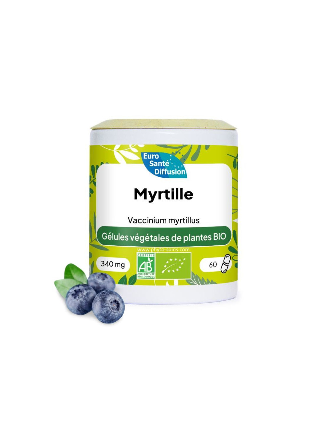 Boite de 60 ou 250 gélules de Myrtille BIO 340mg